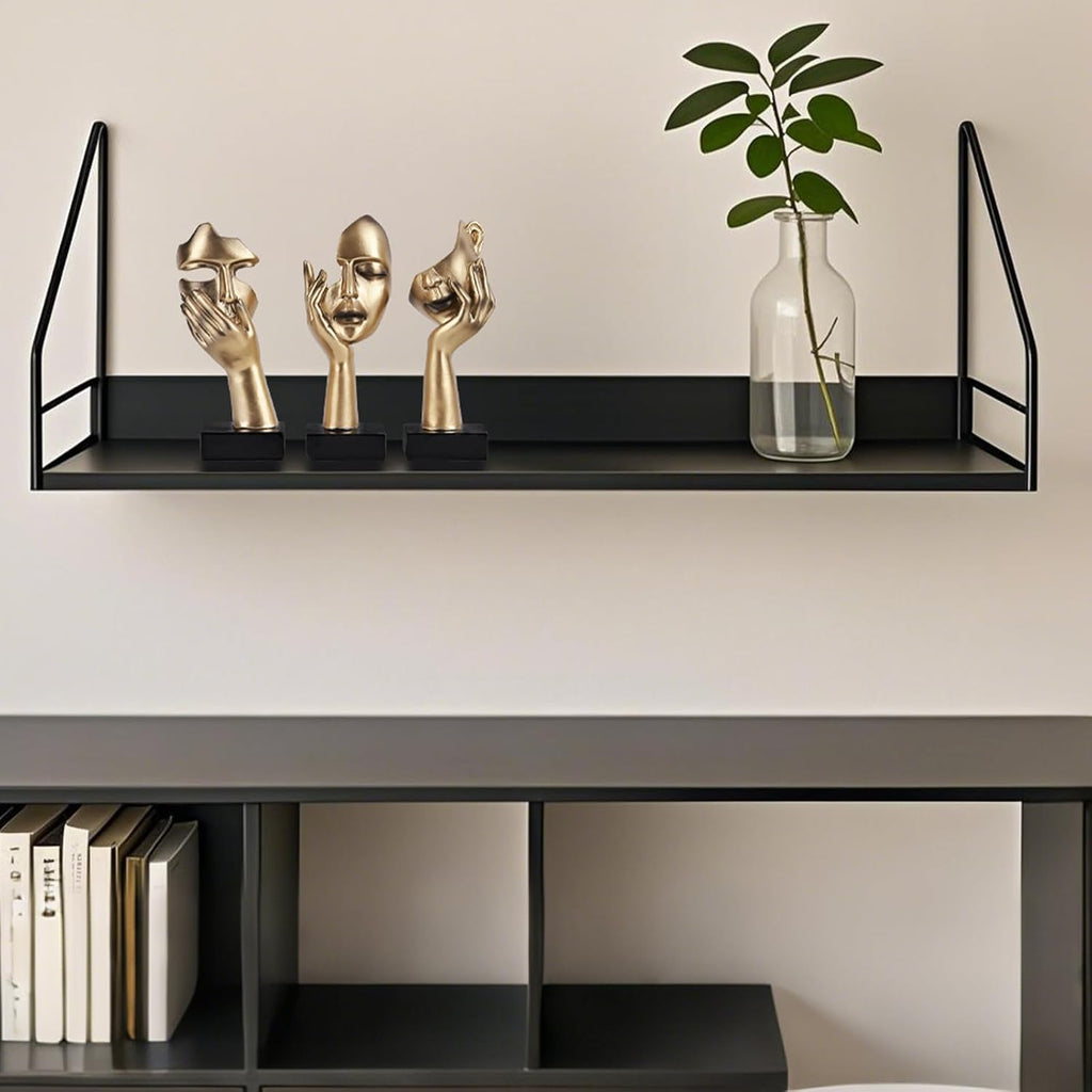 3 Pcs Thinker Small Statue Set - Black Gold Abstract Art Figurines Home Living Room Aesthetic Decor Floating Shelf Coffee Table Office Desk Bathroom Counter Decor (3 Pcs Gold, 6")